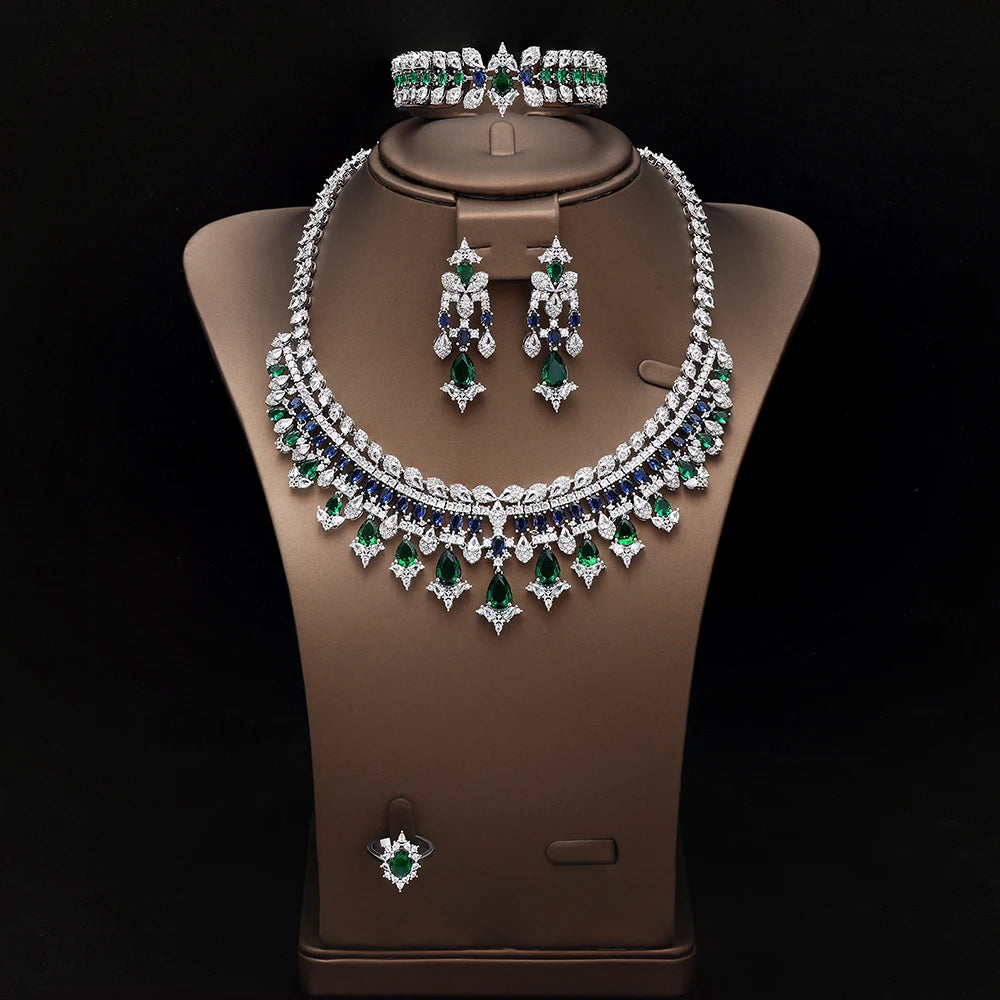 Women's necklace set cubic zirconia bridal jewelry Dubai wedding engagement party holiday jewelry accessories