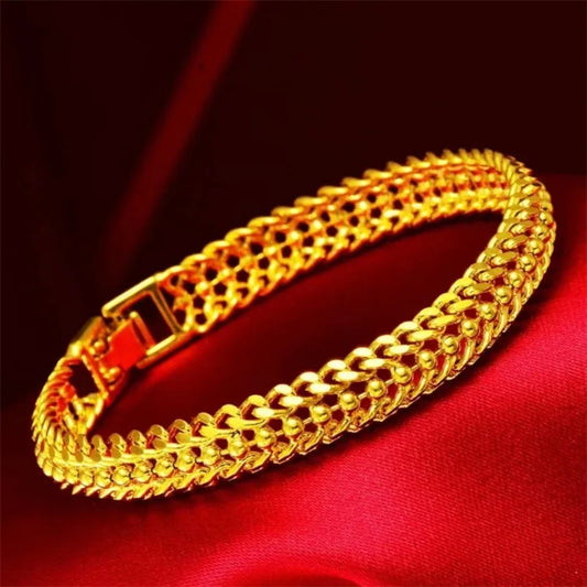 Men's Ultra Bold Bracelet 24K Gold AU999 - Ultra bold design shows charisma, 24K/AU999 pure gold, steady aura for men