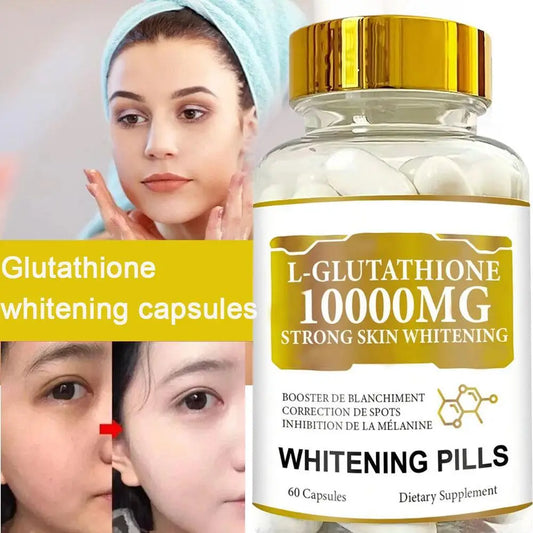 Whitening Pills 60 Capsules Glutathione 10000mg Strong Skin Whitening  Dietary Supplement