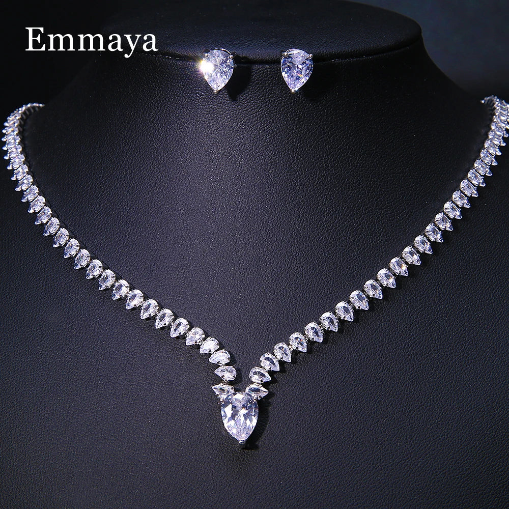 Emmaya Noble Cubic Zircon Jewelry Set Bridal Wedding Party For Female Fascinating Dress-Up Geometry Shape Elegant Ornament