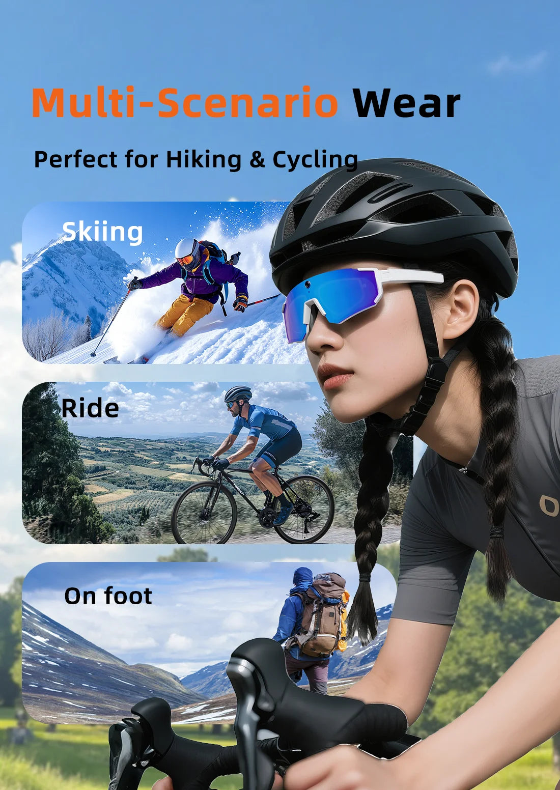New Outdoor Sport 4K Anti-shake Camera Smart Glasses Men 1200P Video Recording Take Photo Waterproof Sandproof Sunglasses Women