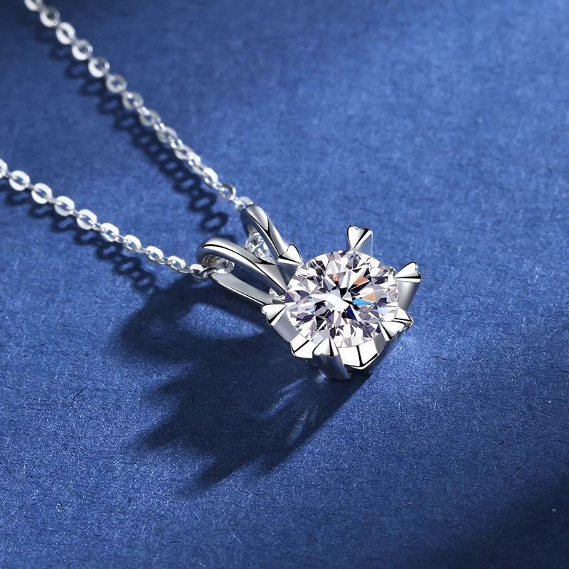 S925 Sterling Silver High Jewellery 100% Moissanite Pendant Necklace D Colour with GRA Certificate for Ladies' Wedding, Party
