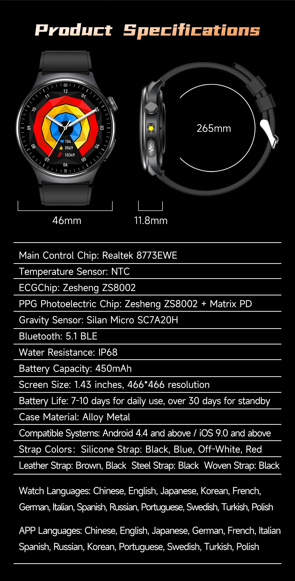 Nursing Grade Health Smartwatches For Men Women Precision Detection Heart Rate Blood Fats Uric Acid Blood Pressure ECG Smart Wat