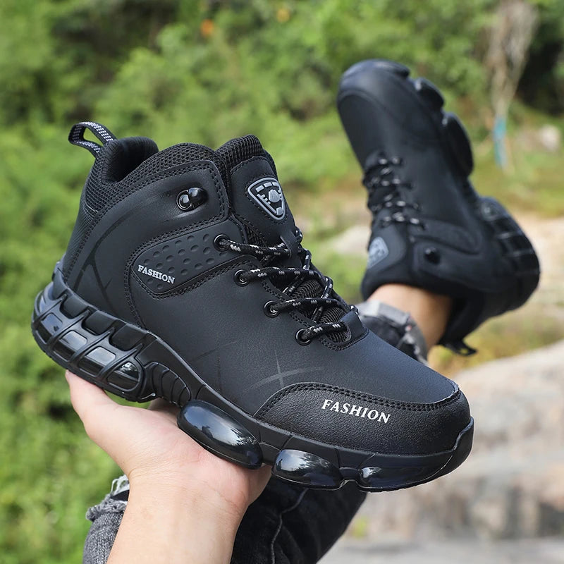 New Men Hiking Shoes High Quality Durable Leather Climbing Shoe Outdoors Camping Waterproof Fishing Hunting Walking Sneakers Men