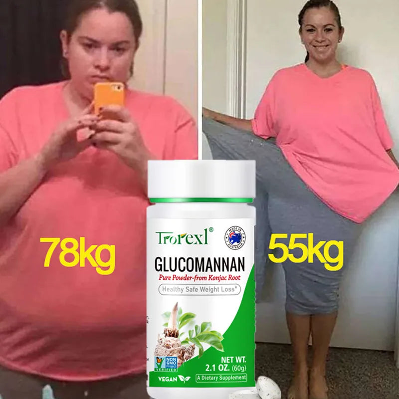 100 tablets, Trorexl Supplements, Glucomannan (Amorphophallus konjac) Pure Powder, Supports Healthy Weight Loss