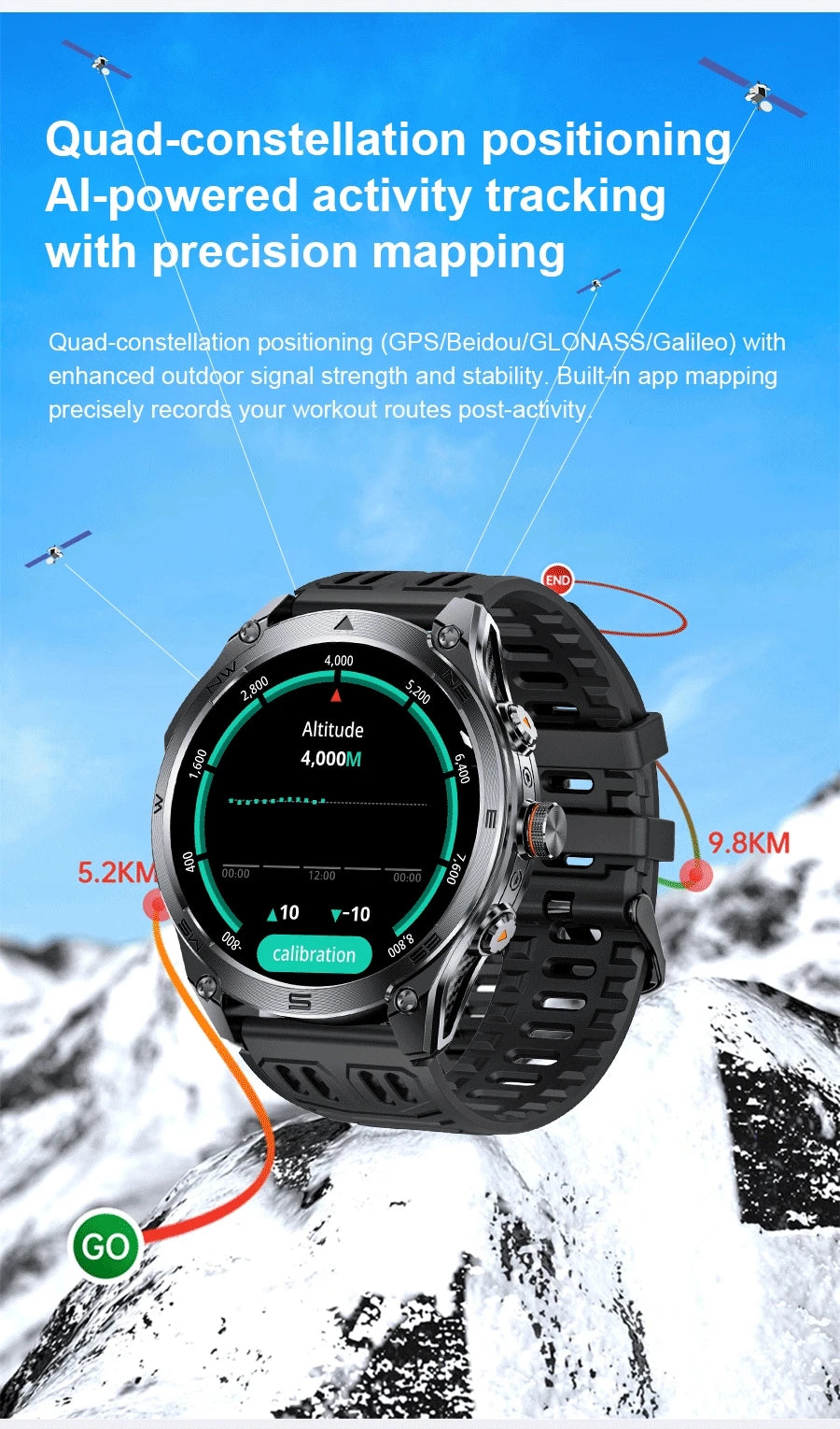 2025 New Military T-Rex 3 Ultra GPS Smart Watch 1000mAh Battery 10ATM Waterproof Compass Flashlight Sports trackr Smartwatch Men