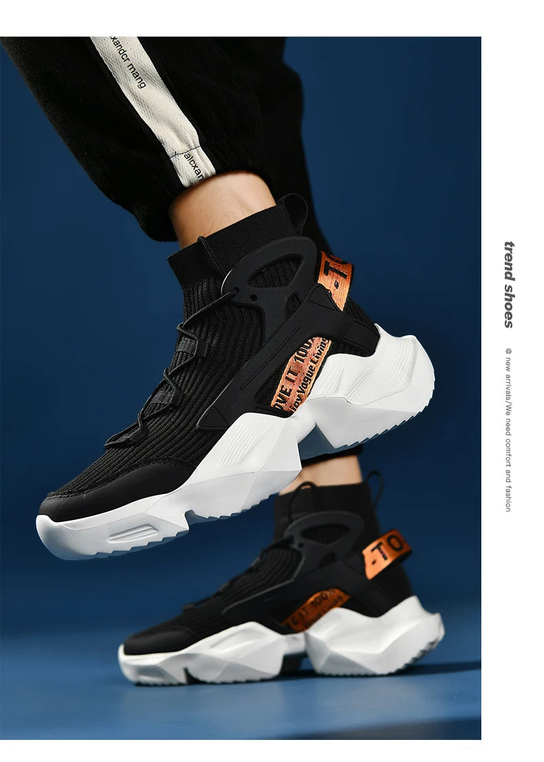Running Shoes Casual High Top Men Sports Tenis Ankle Boots Breathable Lightweight Men Comfortable Athletic Nonskid Sock Sneakers