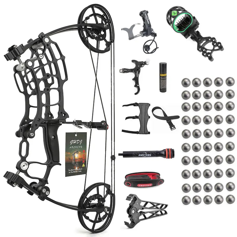 30-60lbs Compound Bow Shooting Steel Ball 420fps Dual Purpose Bow Archery Arrow 80% Let off for Right Hand Car Hunting Bow
