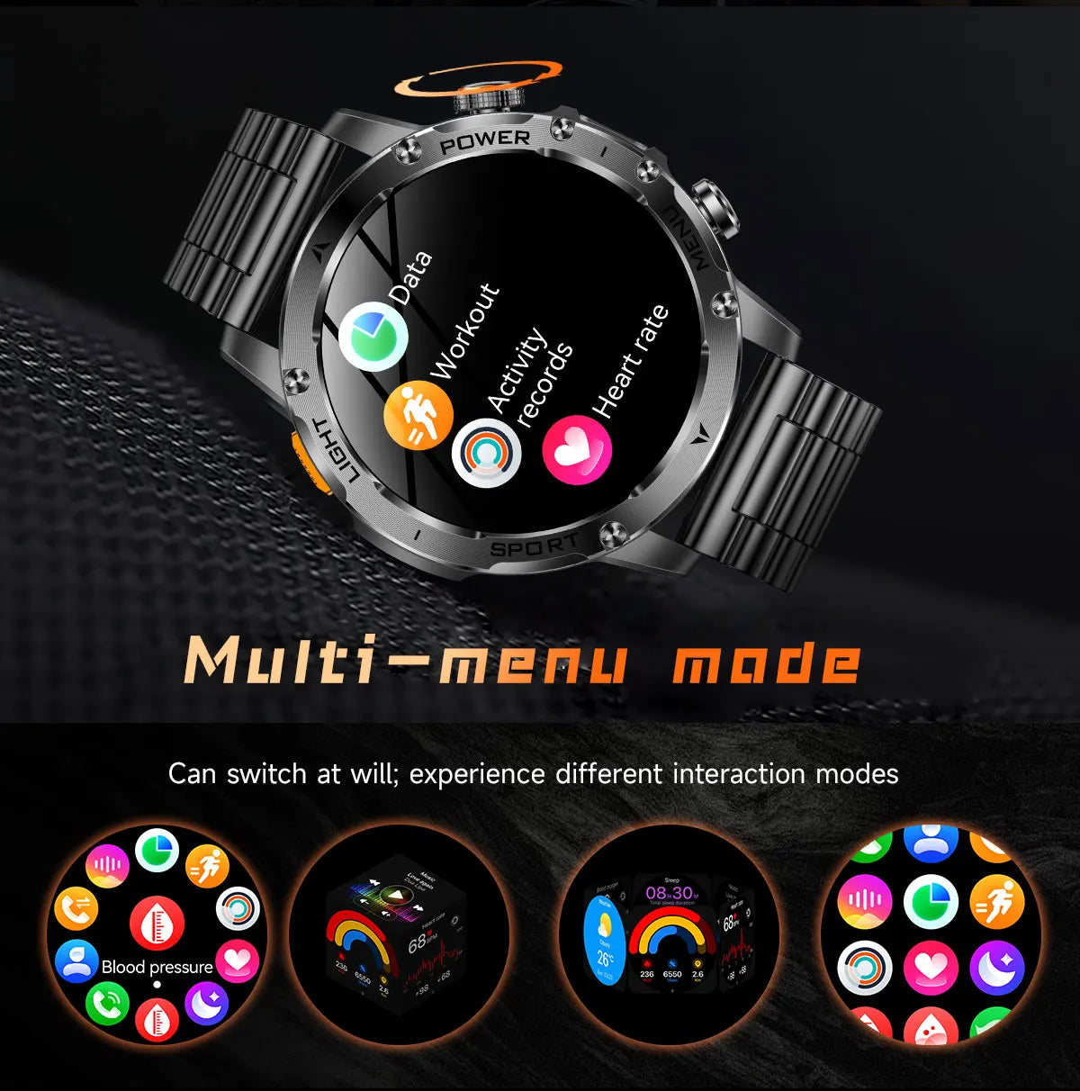 2025 Men 1.7-inch AMOLED Screen Smart Watch 1000mAh Battery Heart Rate Bluetooth Call NFC GPS Tracker Sports Fitness Watches New
