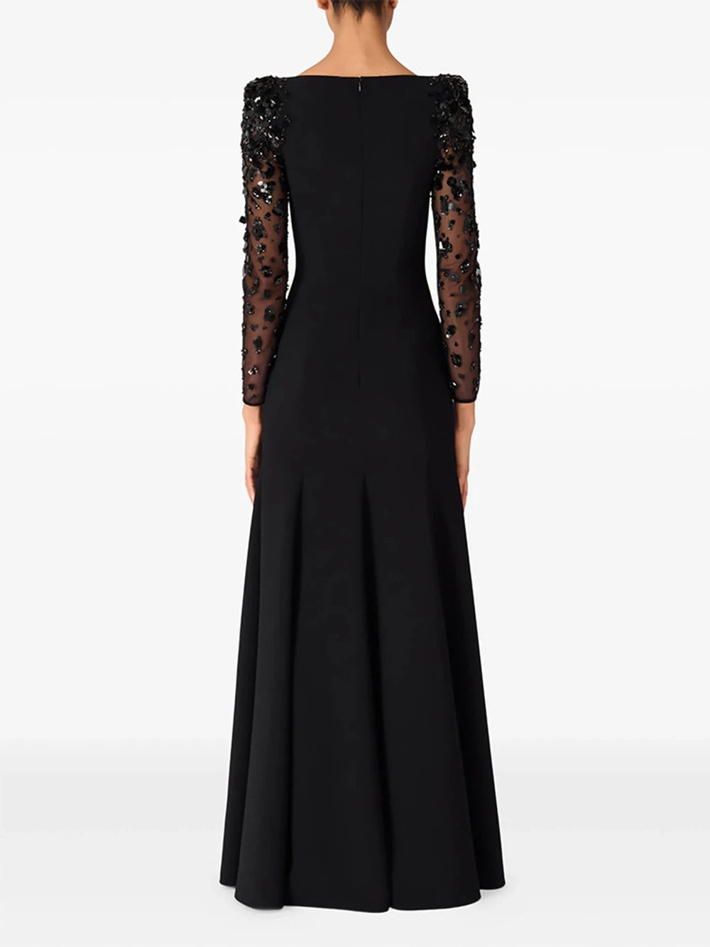 Modphy Diamonds Beaded Sequins Formal Evening Dress Lace Long Sleeves Mermaid Women's Gowns Trumpet Elegant Wedding Party Dress