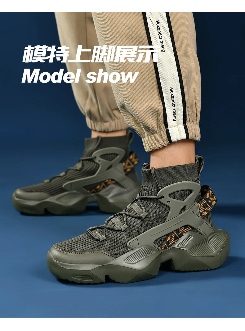 Running Shoes Casual High Top Men Sports Tenis Ankle Boots Breathable Lightweight Men Comfortable Athletic Nonskid Sock Sneakers