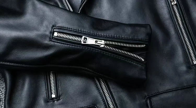 2026 Men's Lapel Oblique Zipper PU Locomotive Leather Jacket, Autumn, New Casual Versatile Slim Fit, Leather Jacket