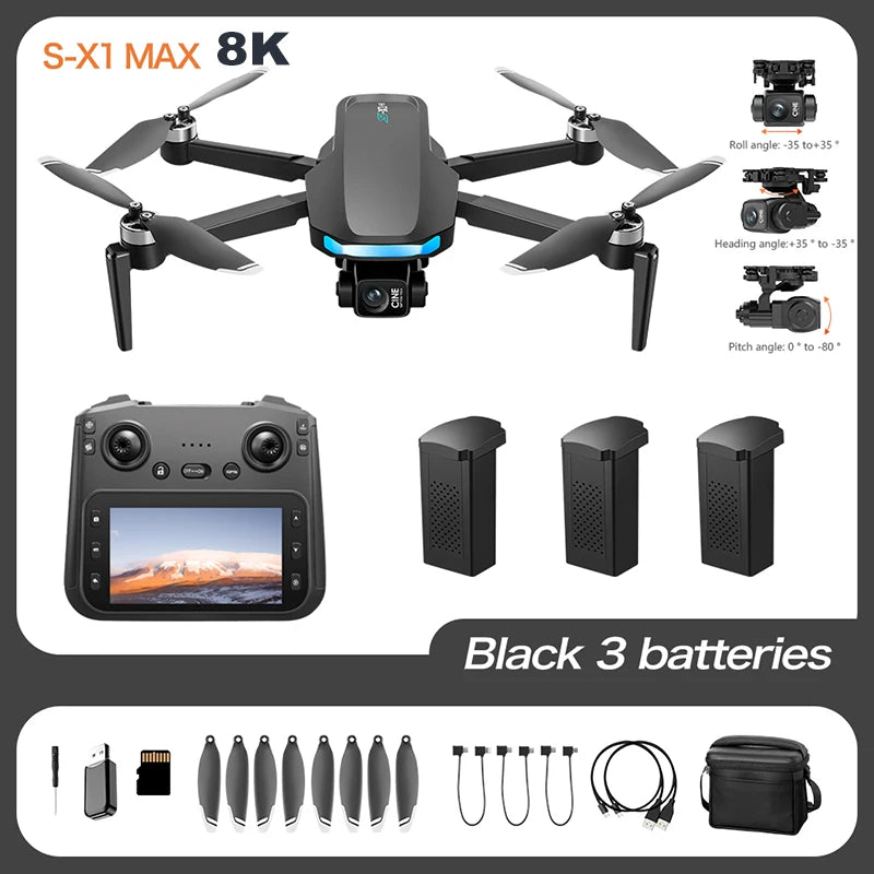 For Xiaomi GPS S-X1 Drone Three-axis gimbal 8K Professional HD Camera WIFI 5G Brushless FPV Obstacle Avoidance Quadcopter Dron