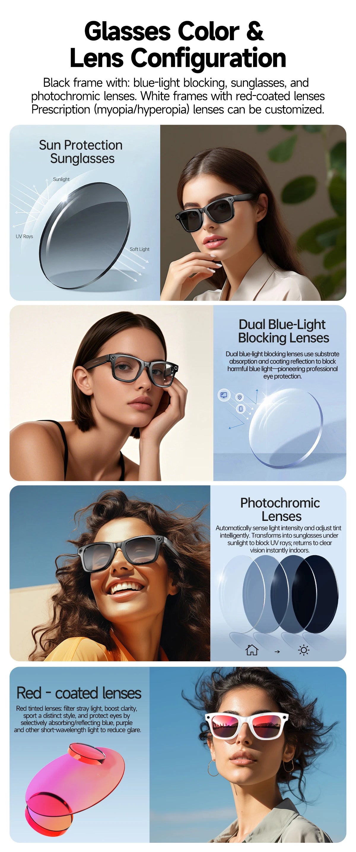 Tavyu Smart Glasses HD 8K Photochromic Lens Bluetooth Call WIFI Transmission Music Translate Video Recording Camera Glasses Men