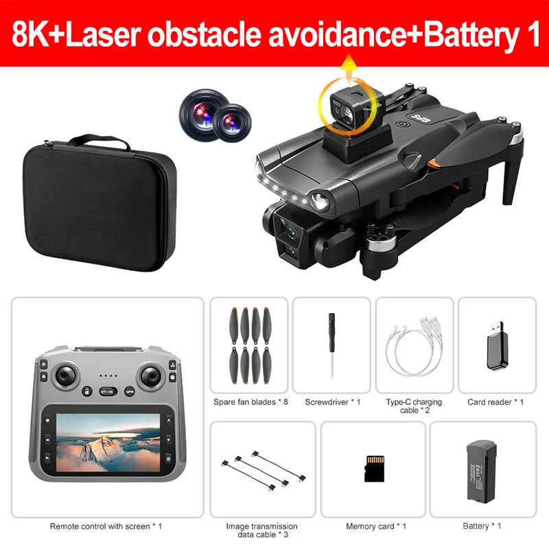 Original V198MAX GPS Return Drone 5G 8K HD Dual Camera Dron Remote With Screen Laser Obstacle Avoidance Drone RC Toys Gifts FPV