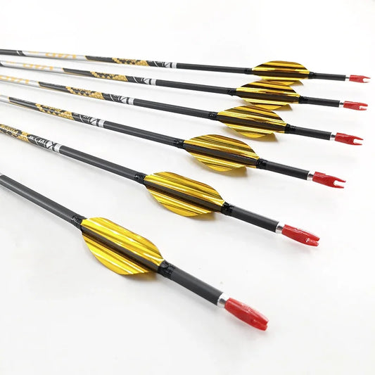 12pcs Carbon Arrows Spine 350-1000 Recurve Bow Hunting 1.8inch Spin Vanes Nock 80gr Points Shooting