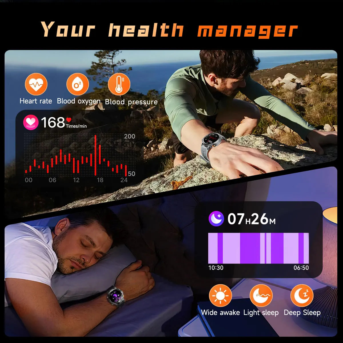 2025 Men 1.7-inch AMOLED Screen Smart Watch 1000mAh Battery Heart Rate Bluetooth Call NFC GPS Tracker Sports Fitness Watches New