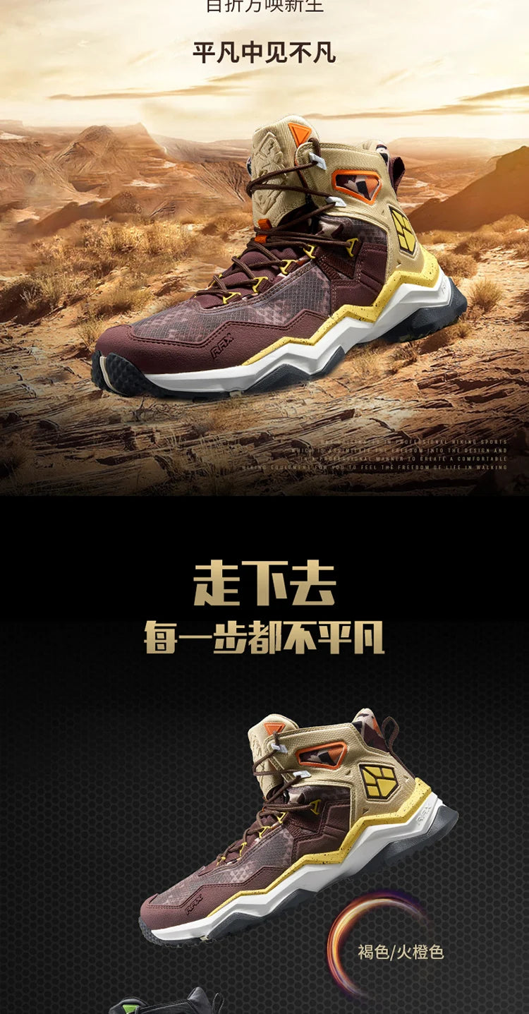 RAX Men Hiking Shoes Mid-top Waterproof Outdoor Sneaker Men Leather Trekking Boots Trail Camping Climbing Hunting Sneakers Women