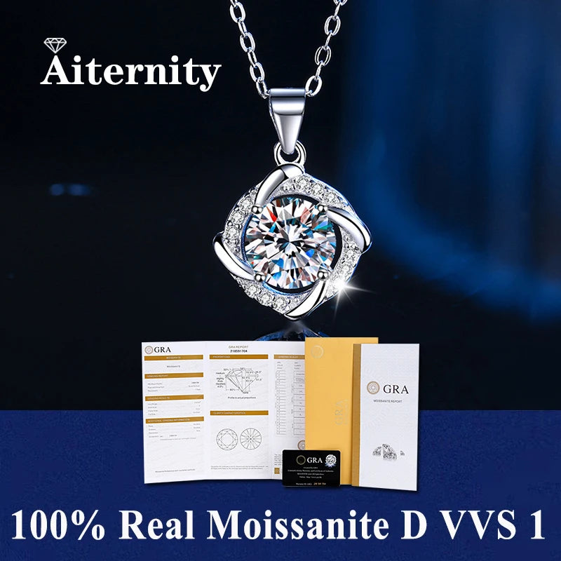 S925 Soild Sterling Sliver VVS1 D Color Moissanite Necklace  Chain With Certificate Fine Jewelry for Woman Jewelry