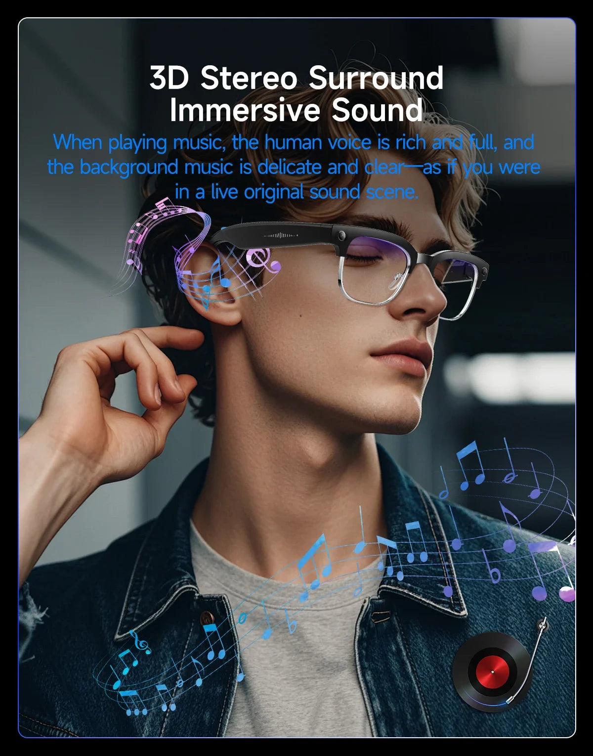 New 1080P Anti-shake Video Recording 800W HD Smart Glasses Men 100+Language Translation WIFI Transmission Call AI Chat Glasses