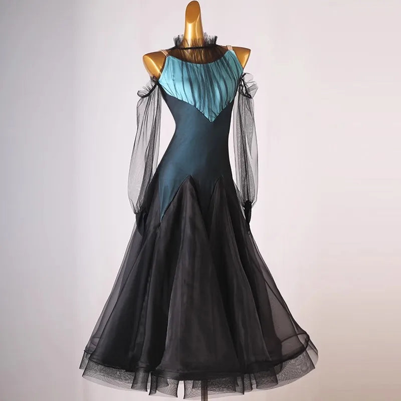 Sports Dance Suit Competition Ballroom Dress Girls Outfit Long Sleeve Adult Costume Waltz Modern Clothing Evening Stage Costumes