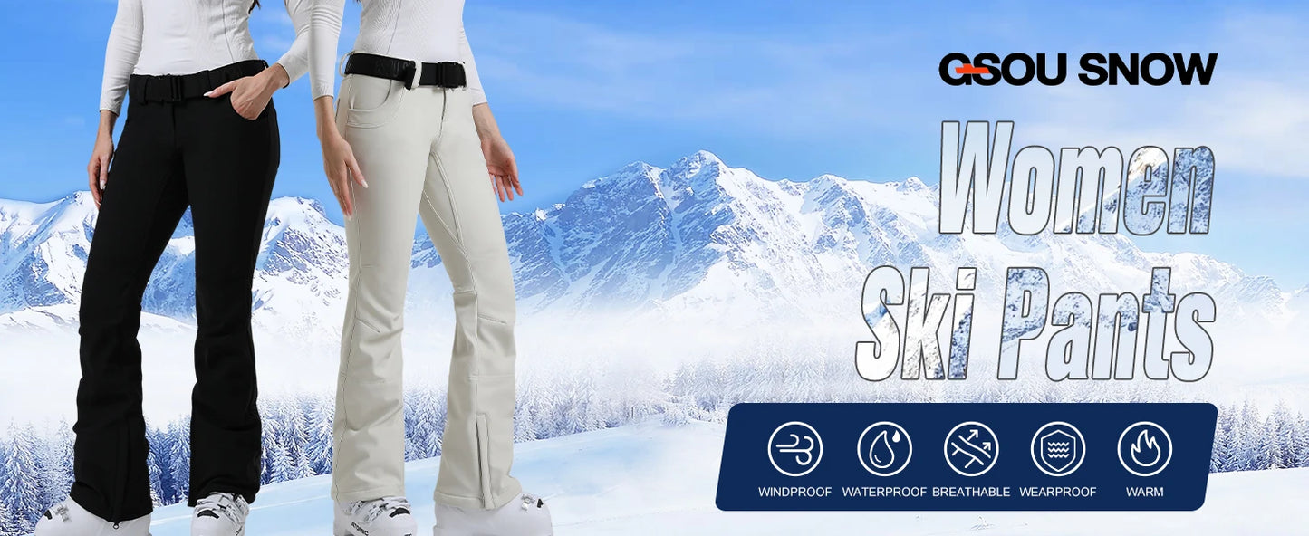 New GSOU SNOW Ski Pants Women Snow Slim Pants Snowboard Pants Waterproof Insulated Windproof Warm Outdoors Winter Sports Hiking