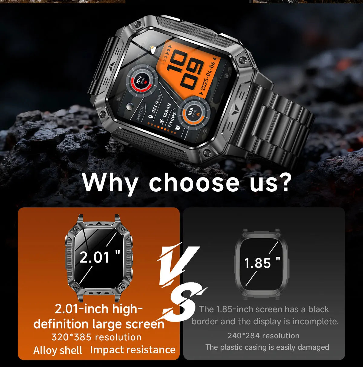 2026 HOT New 1400mAh Large Battery Smart Watch Military Quality 10ATM Waterproof Tactics 100+Sport Bluetooth call SmartWatch Men