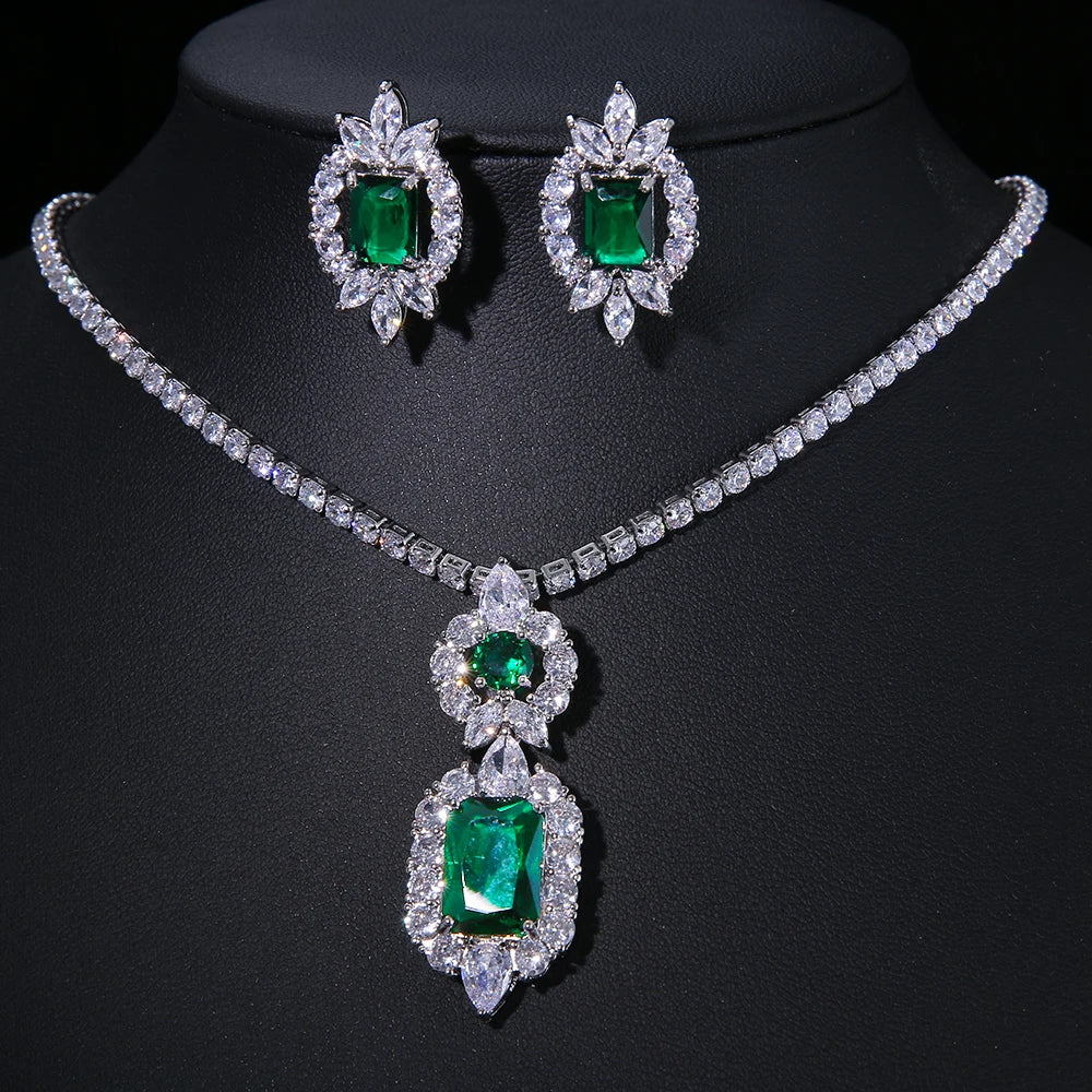 Emmaya Noble Cubic Zircon Jewelry Set Bridal Wedding Party For Female Fascinating Dress-Up Geometry Shape Elegant Ornament