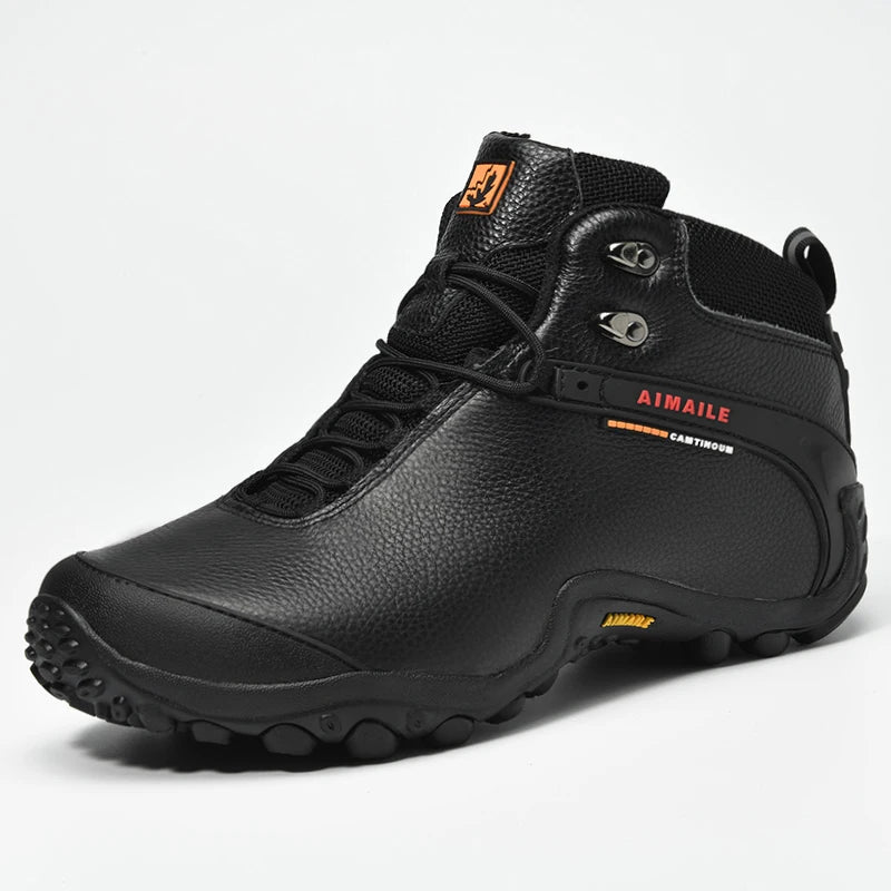 Cow Leather Winter Men Hiking Boots For Women Outdoor Waterproof Treeking Snow Shoes Climbing Mountain Hunting Walking Sneakers