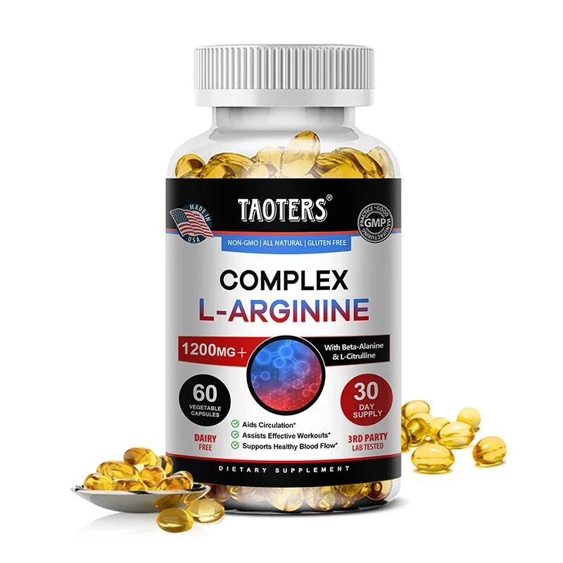 L-Arginine Nitric Oxide Supplement Helps Build Muscle and Supports Blood Flow, Circulation, Nutrient Delivery and Pumping