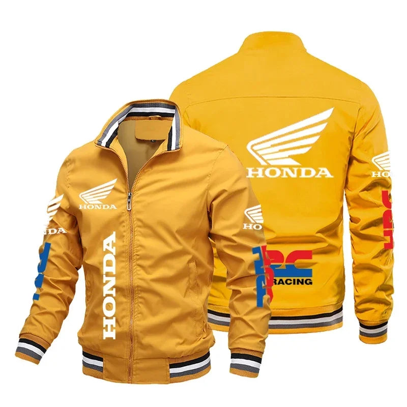 45472 New Honda Motorcycle Men's Jacket Honda Print Bomber Jacket Casual Trendy Baseball Uniform Men's Women's Motorcycle Jacket