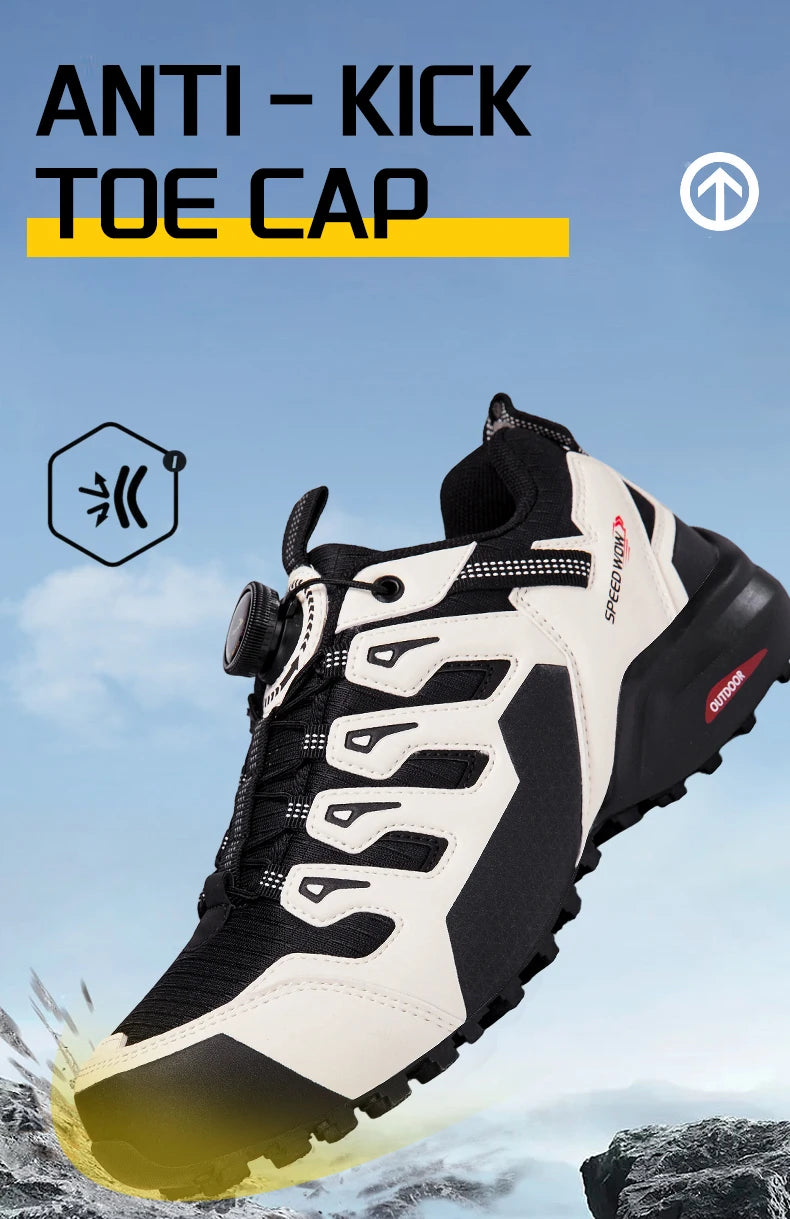 HIKEUP Men's Hiking Shoes Suede Leather Outdoor Shoes Wear-resistant Men Trekking Walking Hunting Tactical Sneakers