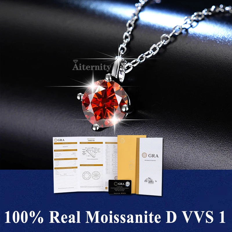 Silver 925 4 prong Moissanite Pendant Necklace For Women Trendy Design D Color VVS Pass Diamond Test Jewelry with box GRA