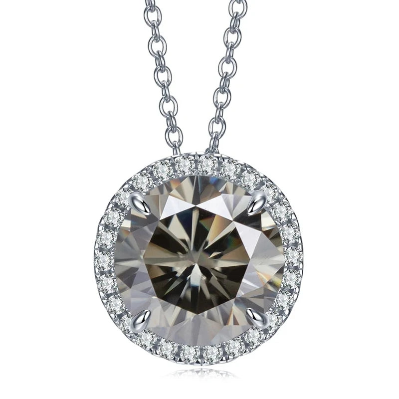 JoyceJelly Classic S925 Sterling Silver Necklace With 5CT 11mm Colorful Moissanite Gemstones Wedding Party Luxury Fine Jewerly