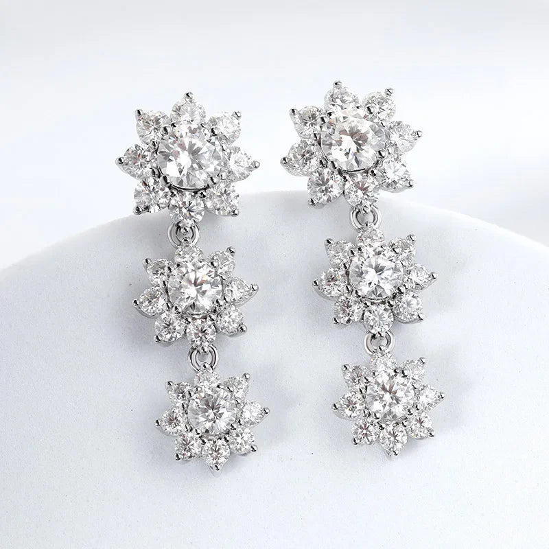 NKHOG Full Moissanite Jewelry Set 925 Sterling Silver Sunflower Necklace Bracelet Earring Sets For Women Fine Jewelry GRA Tested