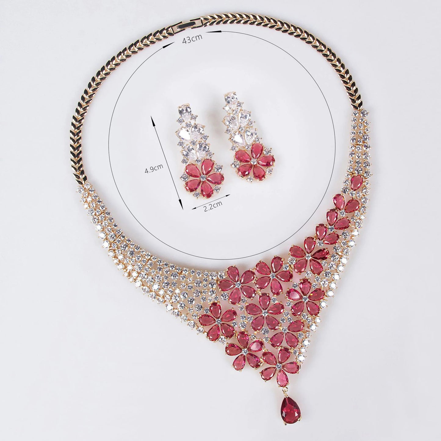 Gorgeous Atmosphere Colourful Flower Necklace Earrings Fine Glitter Jewellery 2 Pcs Set Nigerian Women Wedding Party Dress M-589