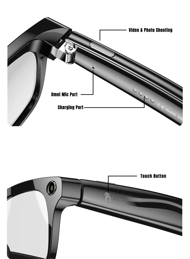 Lenovo 8K HD AI Smart Photochromic Glasses 4K Multifunctional Camera Bluetooth Call Voice Assistant Music Player Translate