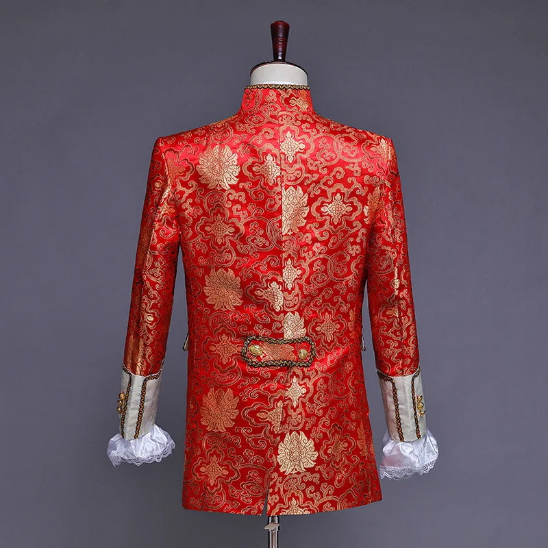 Palace Performance Dress Men Luxurious Jacquard Suits 2025 New Fashion Singer Pianist Stage Blazer Jacket and Pants with Vest