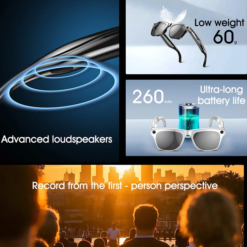 4K AI Smart Photochromic Glasses Multifunction Camera Bluetooth Call Voice Assistant Music Player Translate Glasses For Xiaomi