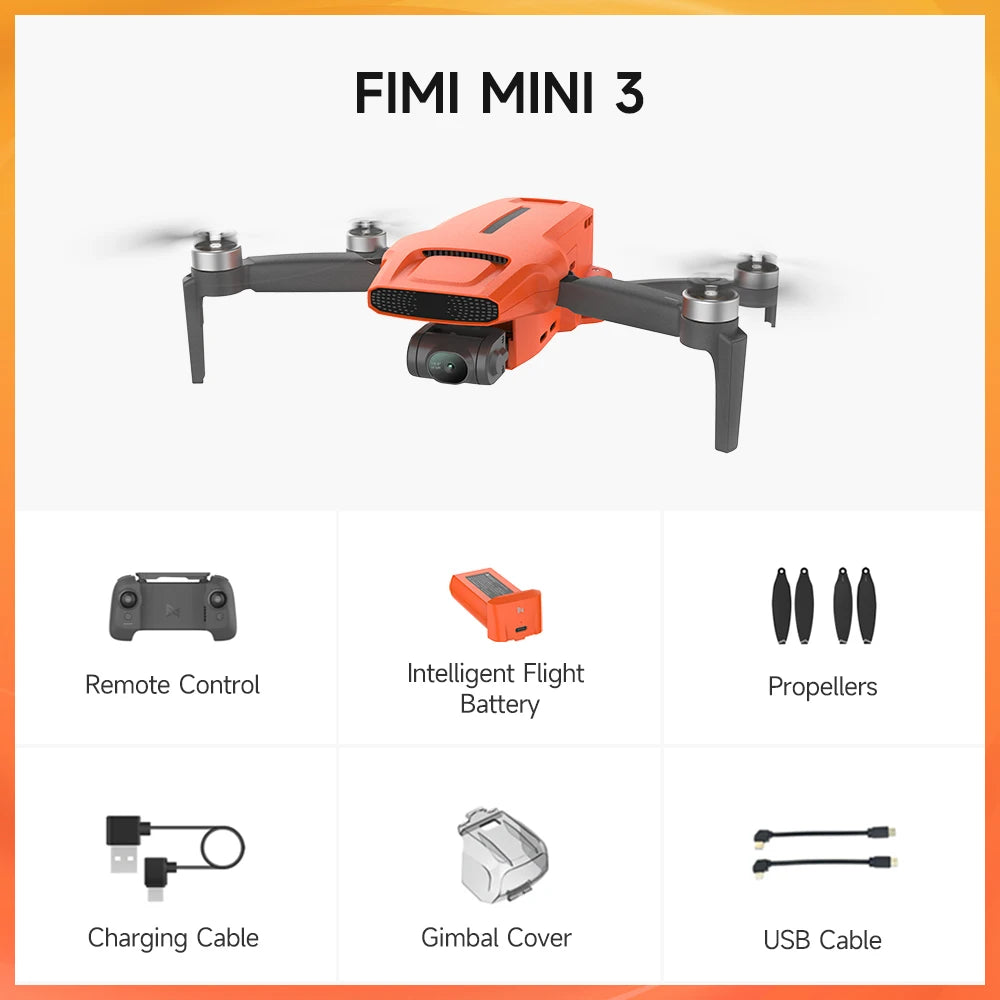 FIMI MINI 3 foldable drone 4K professional for adults with a camera 60fps 3-Axis Gimbal 245g 9km HD Trans GPS Auto Return