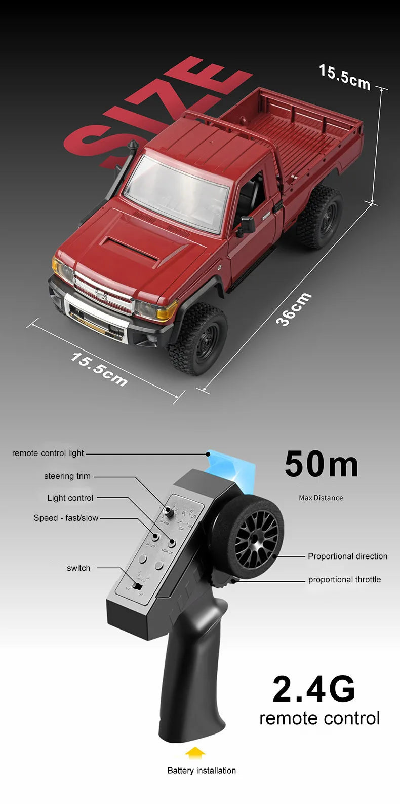 MN82S RC Crawler 1/12 Full Scale LC79 RC Pickup Short Truck 4WD Remote Control Climbing Off-road Car Toys for Kids Adults Gifts