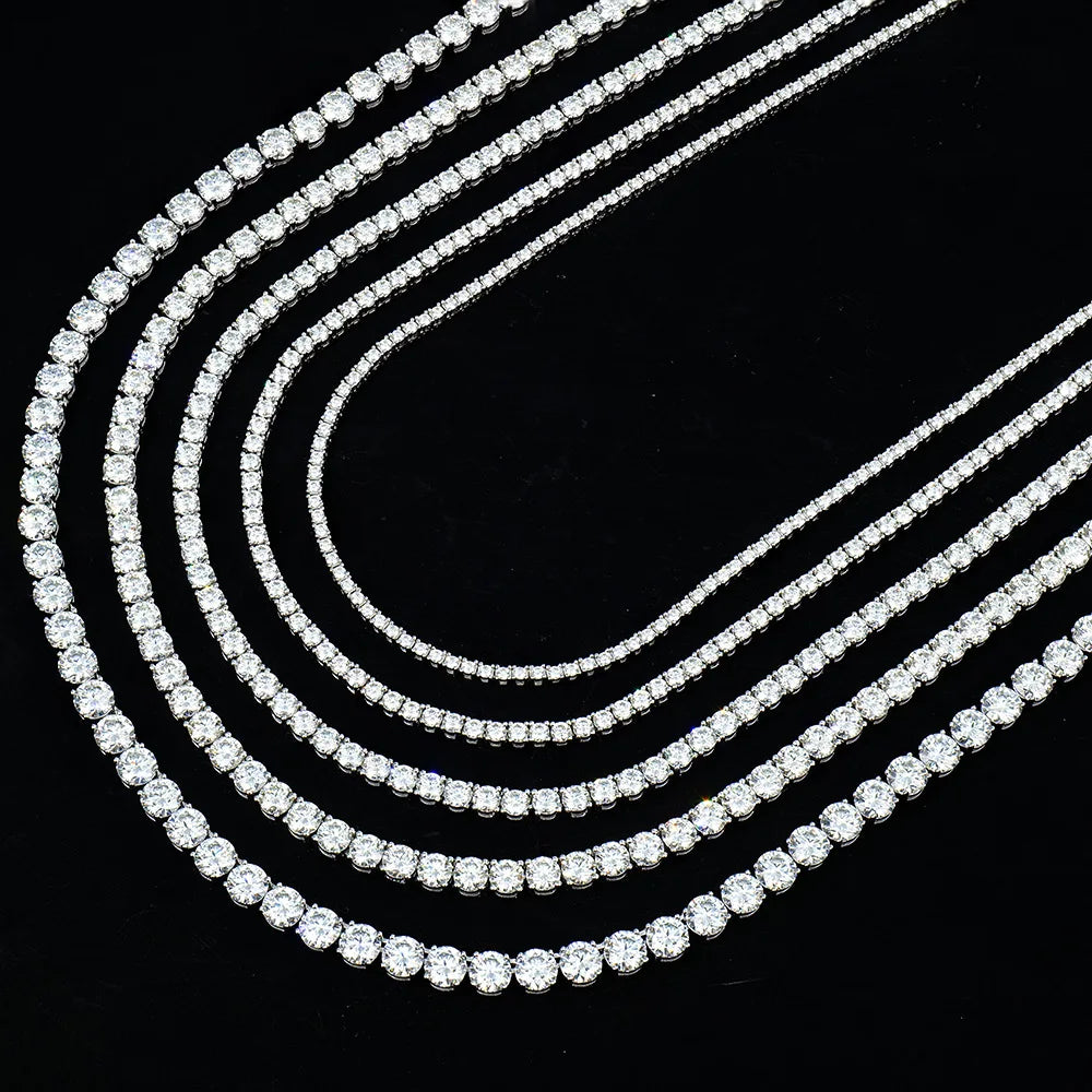 Nice Certified Moissanite Tennis Necklace 3/4/5/6mm Solid 925 Sterling Silver Diamond Tennis Necklaces for Women Man