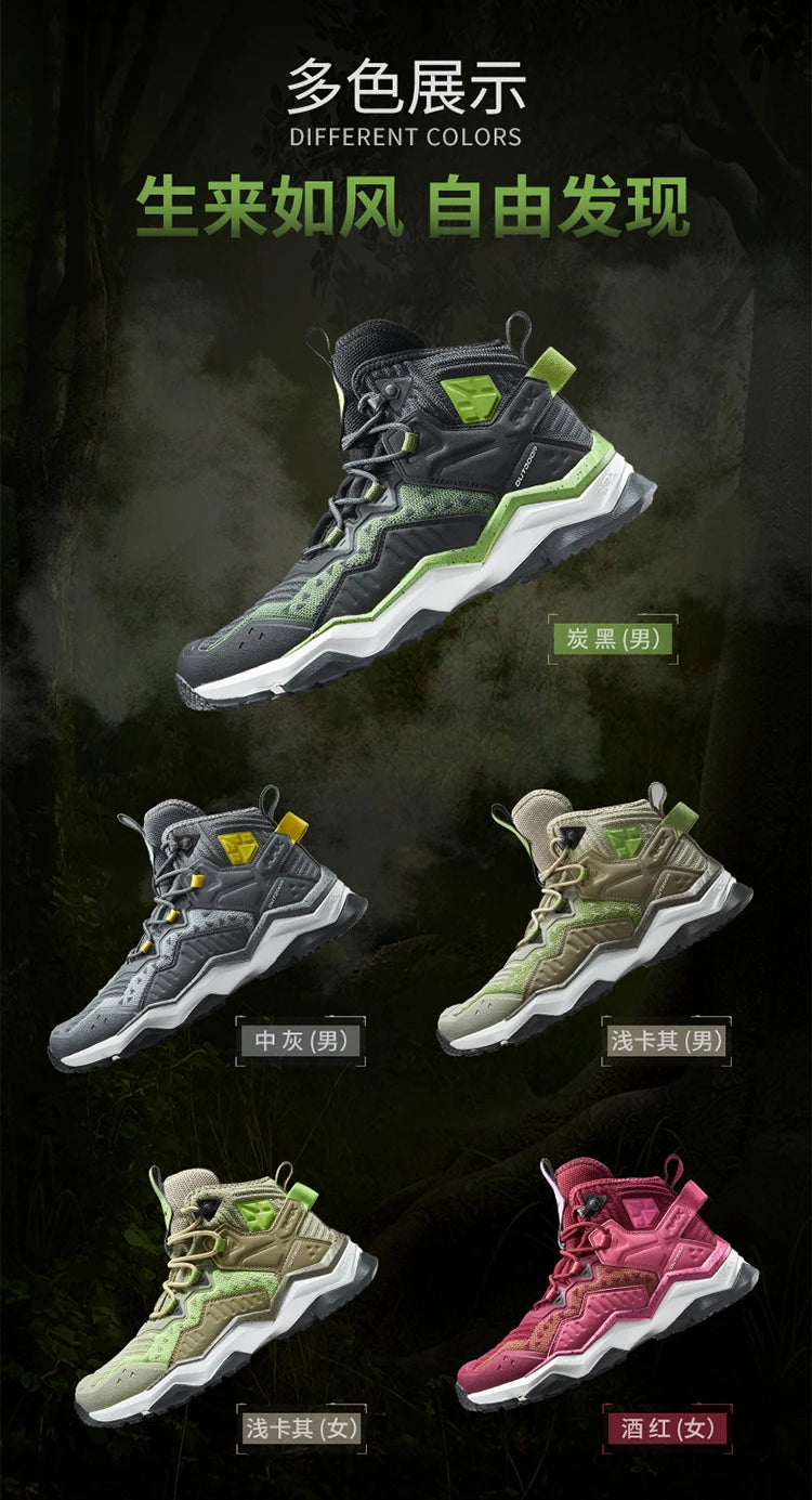 RAX Men Hiking Shoes Mid-top Waterproof Outdoor Sneaker Men Leather Trekking Boots Trail Camping Climbing Hunting Sneakers Women