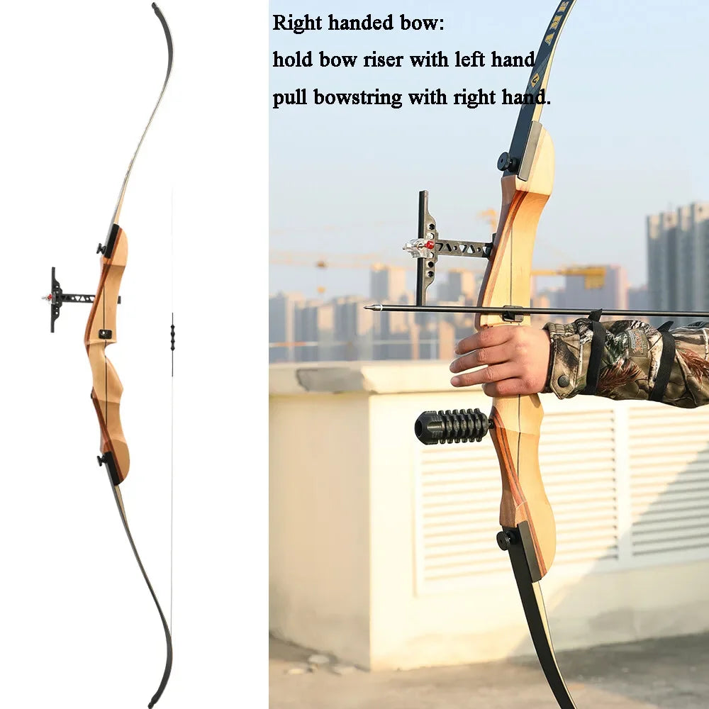 68" 20-40lbs Recurve Bow Archery Take Down Bow Carbon Arrow Shooting Split Wooden Bow Right Hand Hunting Target Practice Set