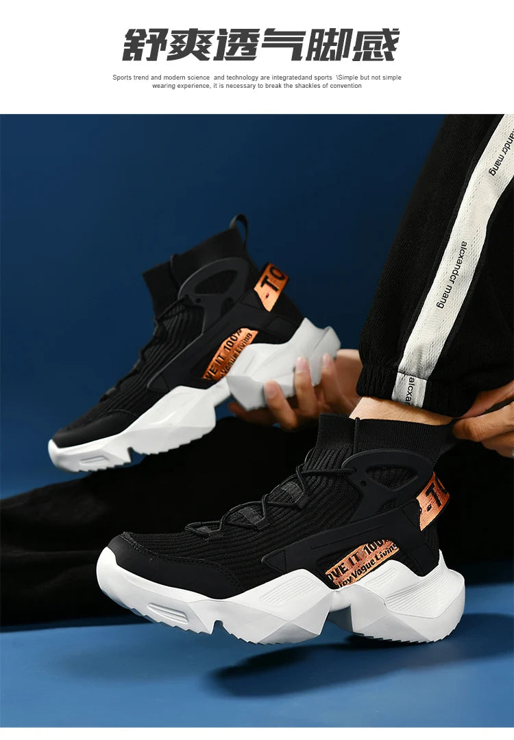 New High-top Men Sneakers Fashion Damping Tennis Shoes Breathable Men's Running Shoes Light  Men's Casual Sports Walking Shoes