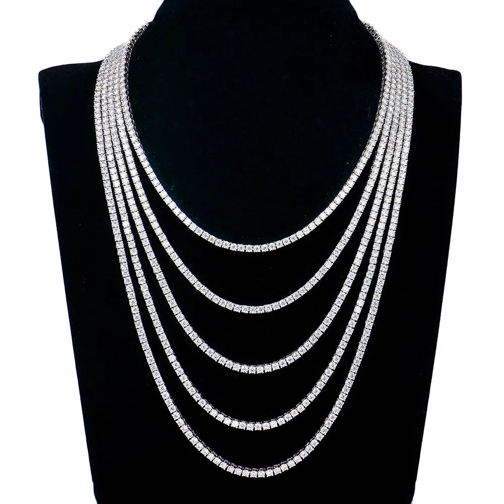 Nice Certified Moissanite Tennis Necklace 3/4/5/6mm Solid 925 Sterling Silver Diamond Tennis Necklaces for Women Man
