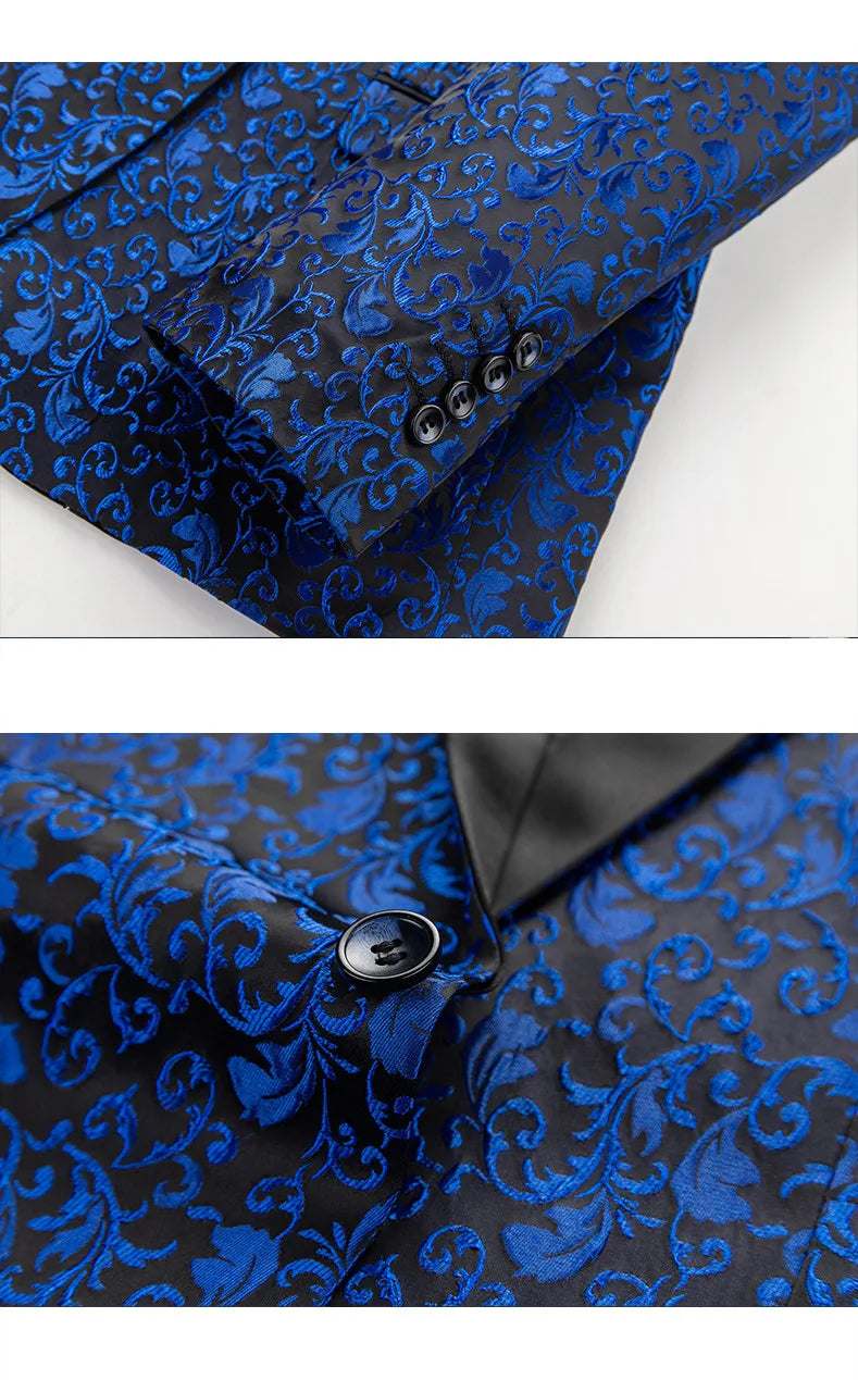 Fashion Men Luxury Wedding Suit Gold / Black / Burgundy / White Classic Homme Jacquard Tuxedo Dress Sets