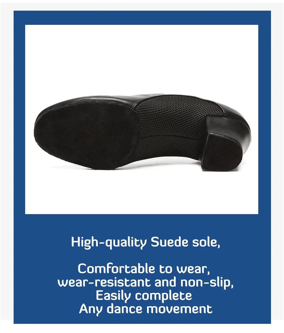 Latin Dance Shoes Men Modern Tango Salsa Leather Ballroom Shoes Square Heels Adults Children Boys Party Dance Shoes sport