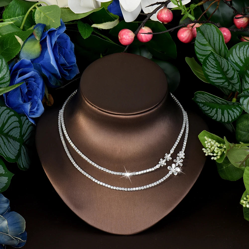 High Quality Charming Heartwarming Jewellery Necklace Earrings Ring Blue 4 Pcs Daily Party Banquet Wedding Women Costume M-563