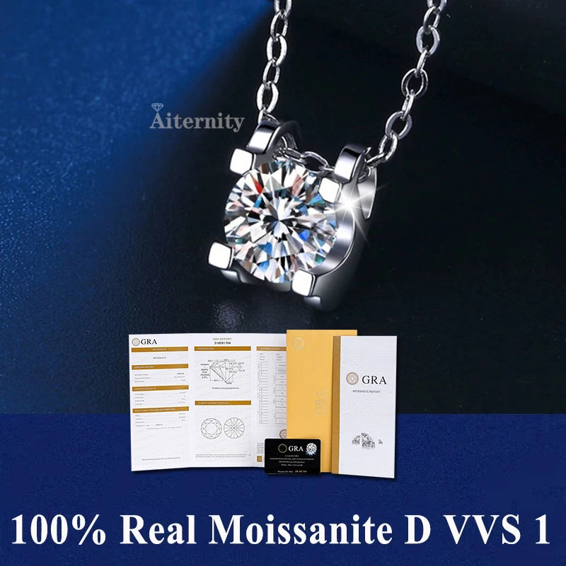 S925 Soild Sterling Sliver VVS1 D Color Moissanite Necklace  Chain With Certificate Fine Jewelry for Woman Jewelry